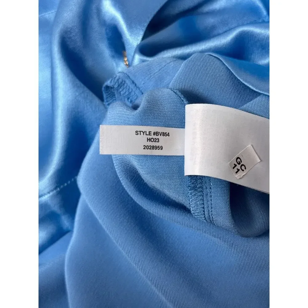 New J Crew Top Small Womens Lady Shirt Jacket In Blue Luster Crepe
